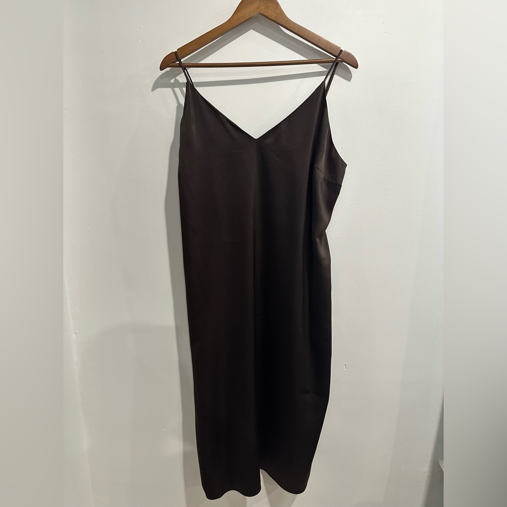 REITMANS Brown Satin Midi Shift Party Dress Size M‎